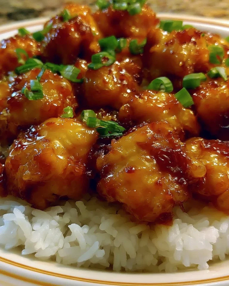 Baked orange chicken garnished with green onions on a plate