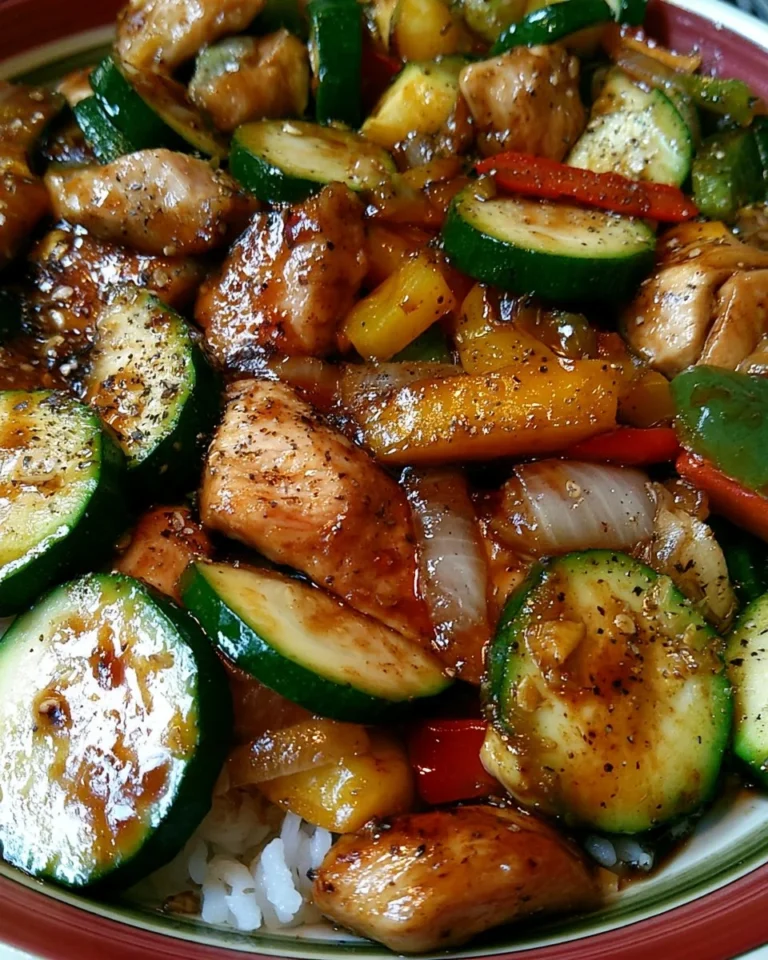 Delicious Chicken Zucchini Stir Fry with vibrant veggies in a skillet