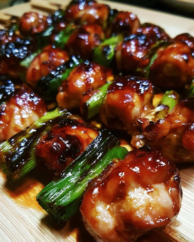 Delicious easy Japanese chicken skewers on a grill