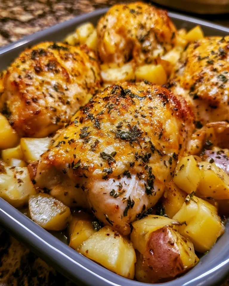 Garlic Parmesan Crockpot Chicken with Potatoes in a slow cooker