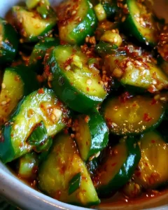 Delicious Korean Cucumber Salad with fresh vegetables and spices