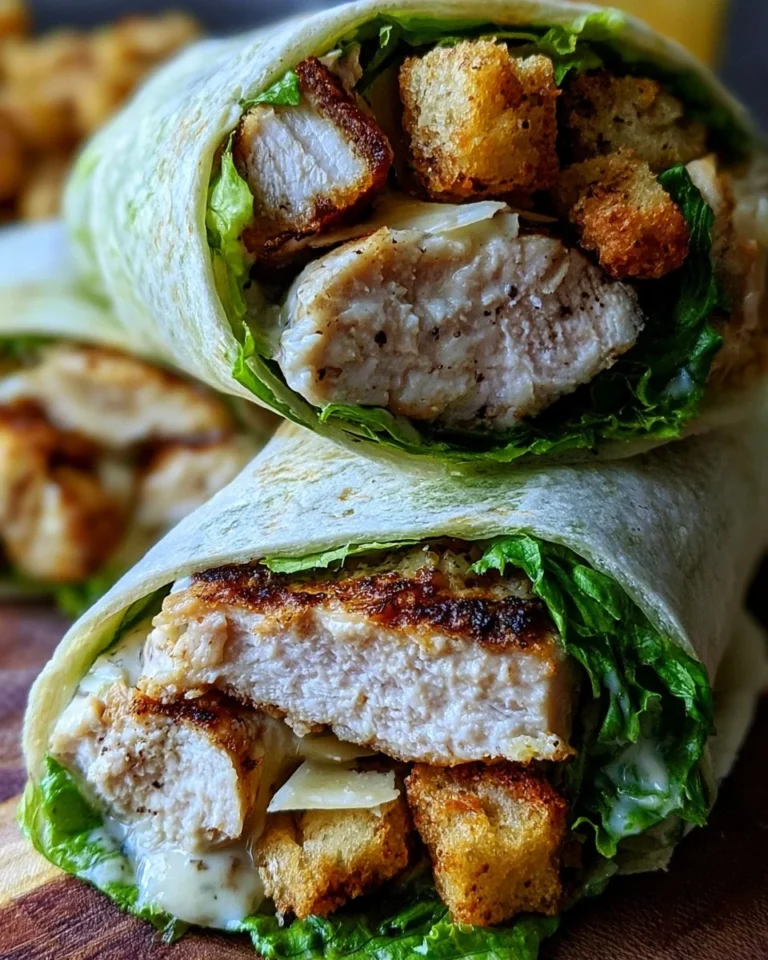 Delicious Chicken Caesar Wrap filled with grilled chicken and fresh ingredients