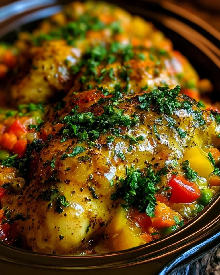 Crockpot Garlic Butter Chicken served with herbs and spices