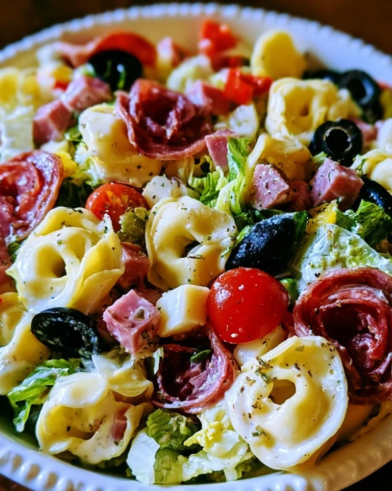 Delicious Italian Grinder Tortellini Salad with fresh ingredients