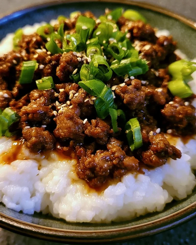 A flavorful Korean Ground Beef Bowl with rice and colorful vegetables.