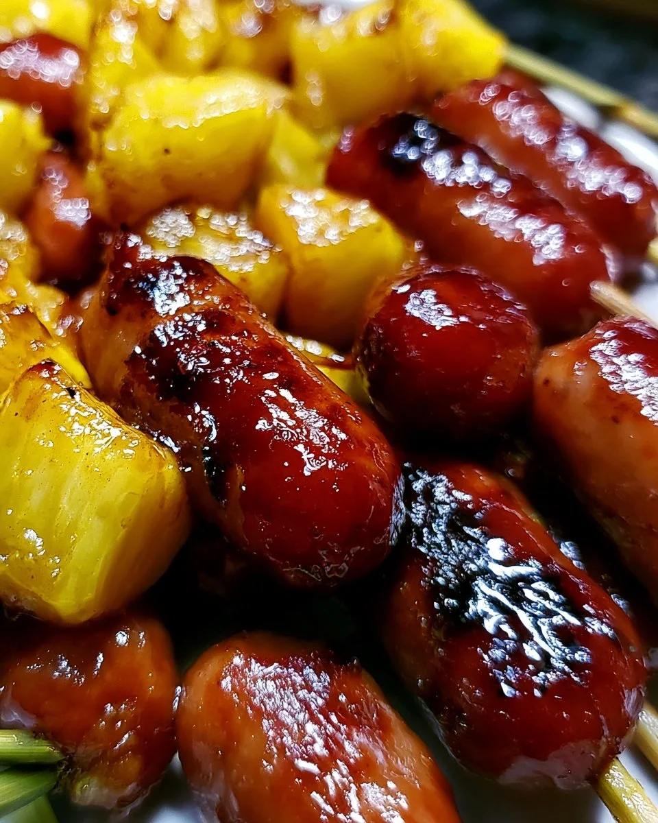 Pineapple Brown Sugar Smokies Skewers