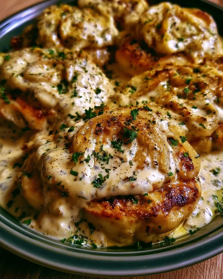 Sour cream and onion chicken dish served with herbs and spices