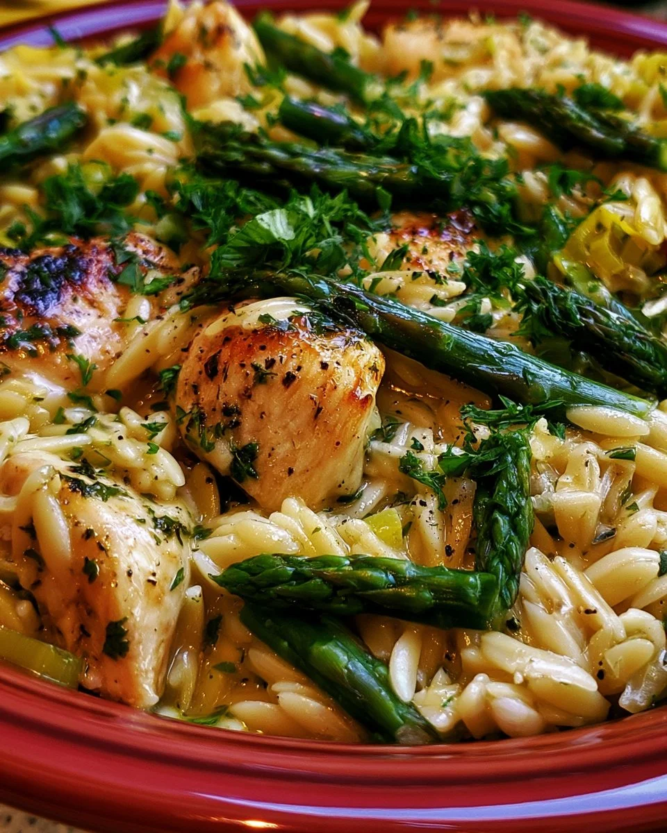 Tasty Orzo with Chicken and Asparagus